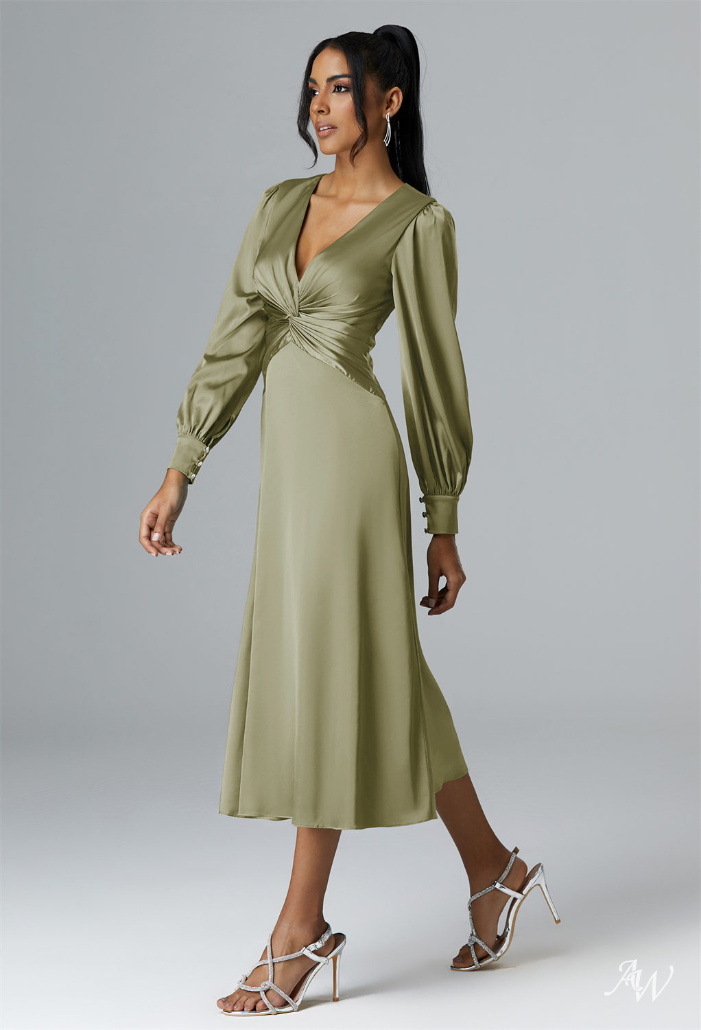 AW Sibylla Fennel Seed Satin Charmeuse Bridesmaid Dresses image4